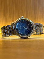 Seiko Presage 'Blue Moon' SRPB41J1, deep navy sunburst dial, stainless steel bracelet - front view