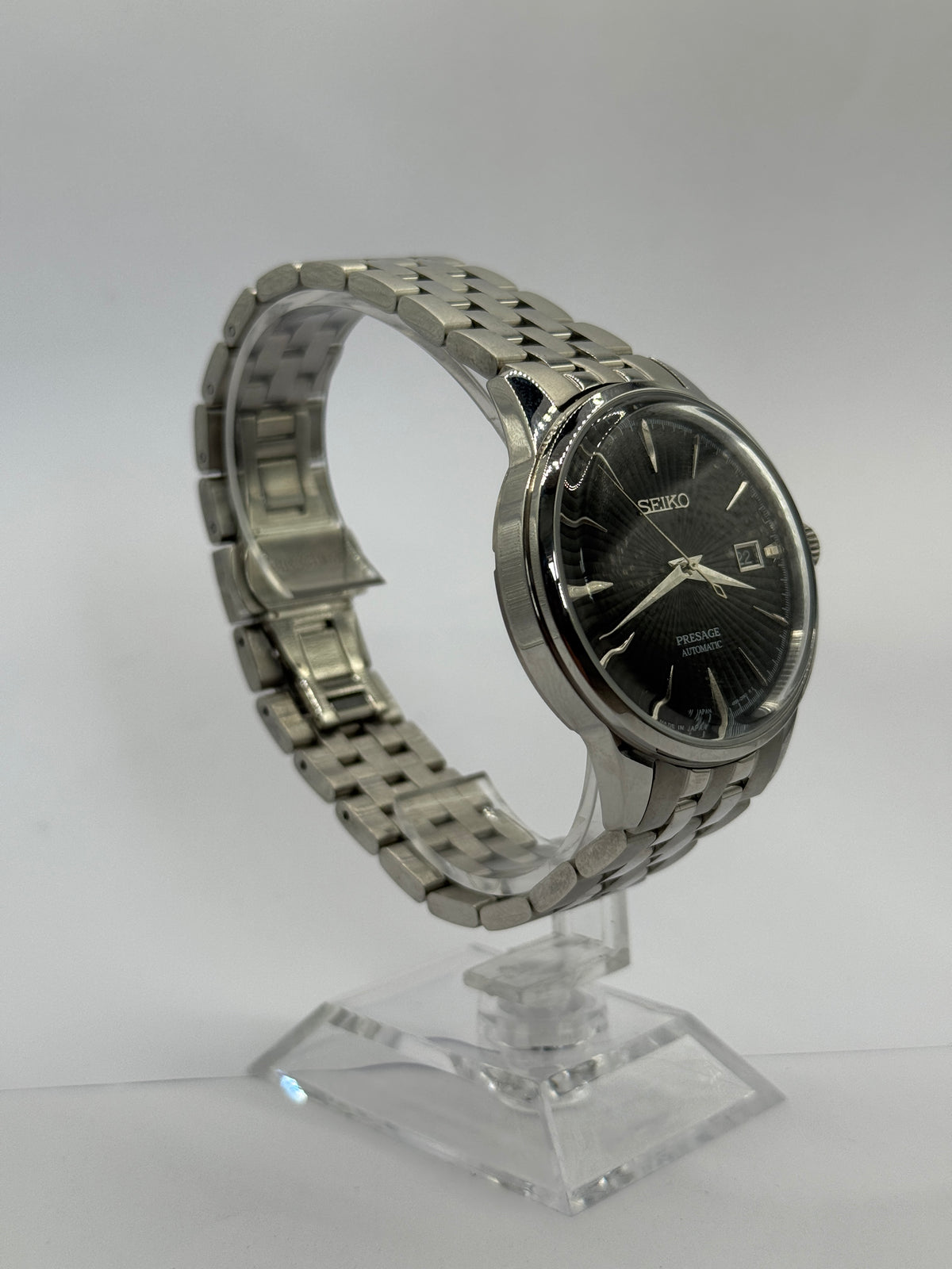 Genuine Seiko Presage Cocktail Time | Black Sunburst Dial & Steel Bracelet (SRPE17J1) | Full Set, Box & Papers