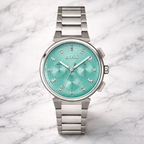 Hugo BOSS Signature chronograph 1502763, ice blue diamond-textured dial, steel five-link bracelet