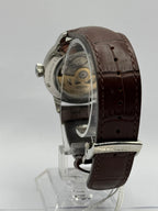 Seiko Presage Midnight Blue Moon SRPK15J1, brown leather strap and buckle