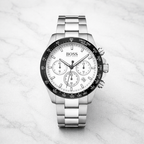 Hugo BOSS Ikon chronograph 1512964, white panda dial, black sub-dials, steel bracelet