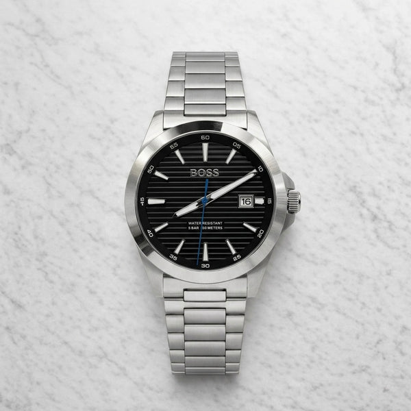 The Gentleman's BOSS Strike | Jet Black Linear Dial & Stainless Steel Bracelet (1513903)