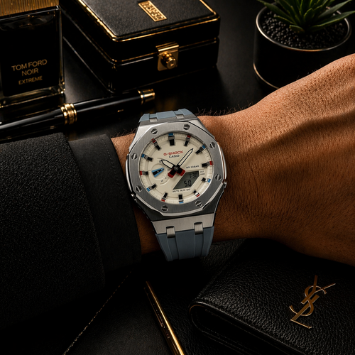 ABA Custom G-SHOCK ‘CasiOak’ Custom | Heritage Cream Dial & Slate Blue Strap