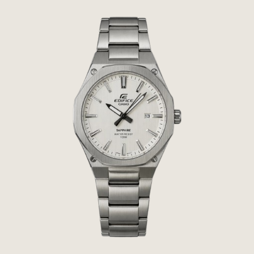Genuine Casio Edifice Sapphire | Slim Octagonal Bezel in Arctic White (EFR-S108D-7AVUEF) | Full Set, Box & Papers