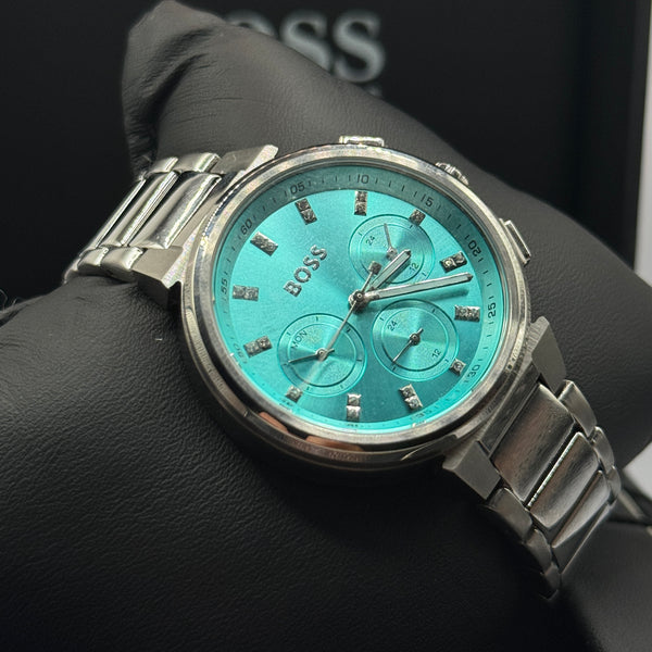Genuine Hugo BOSS Signature Chronograph | Ice Blue Diamond-Textured Dial (1502763)