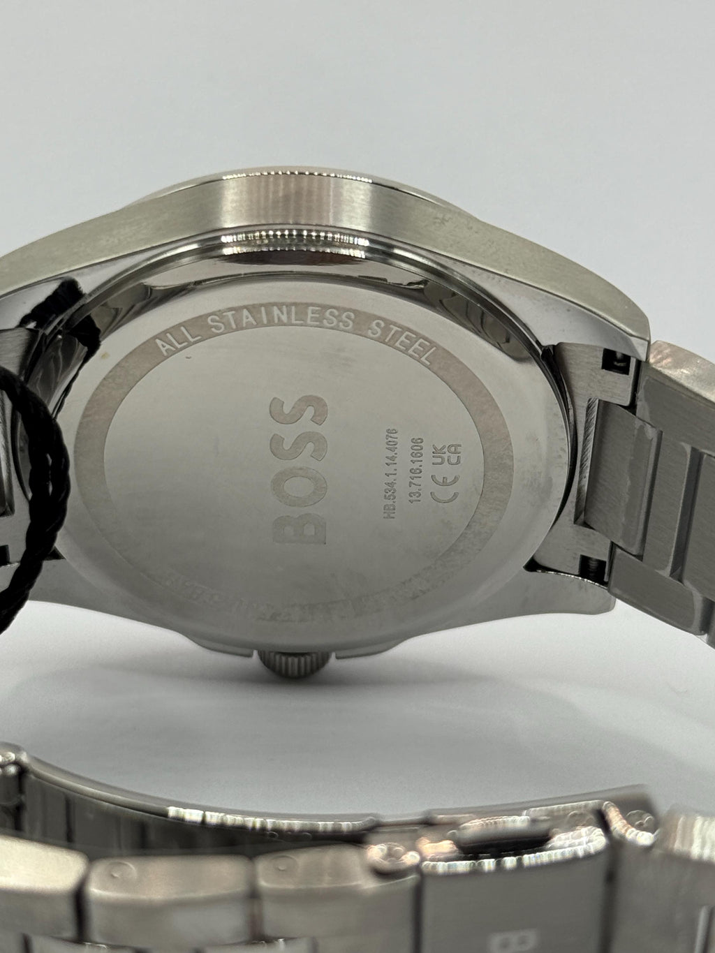Black dial chronograph detail