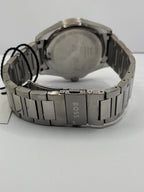 Black dial chronograph side profile