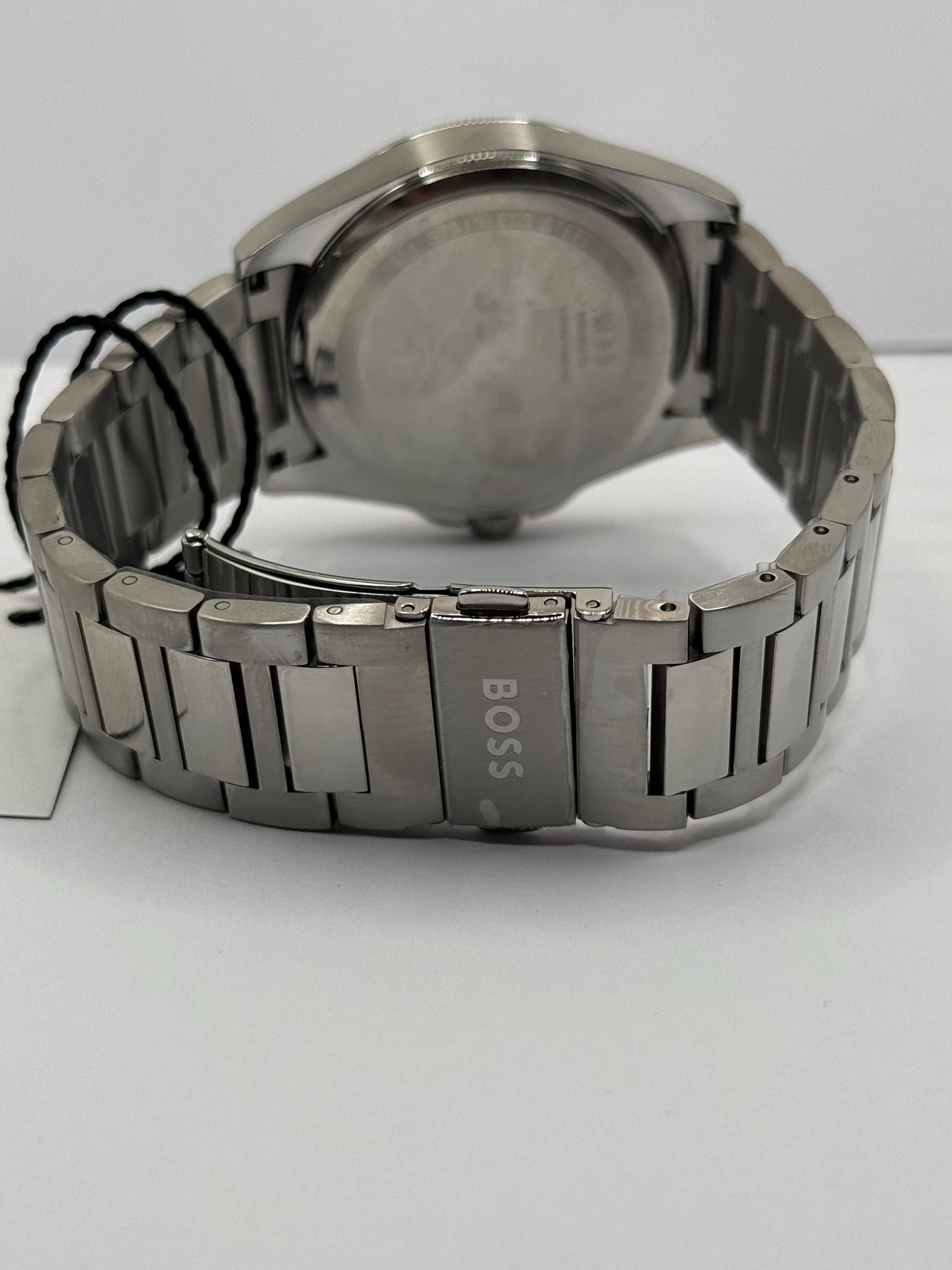 Black dial chronograph side profile