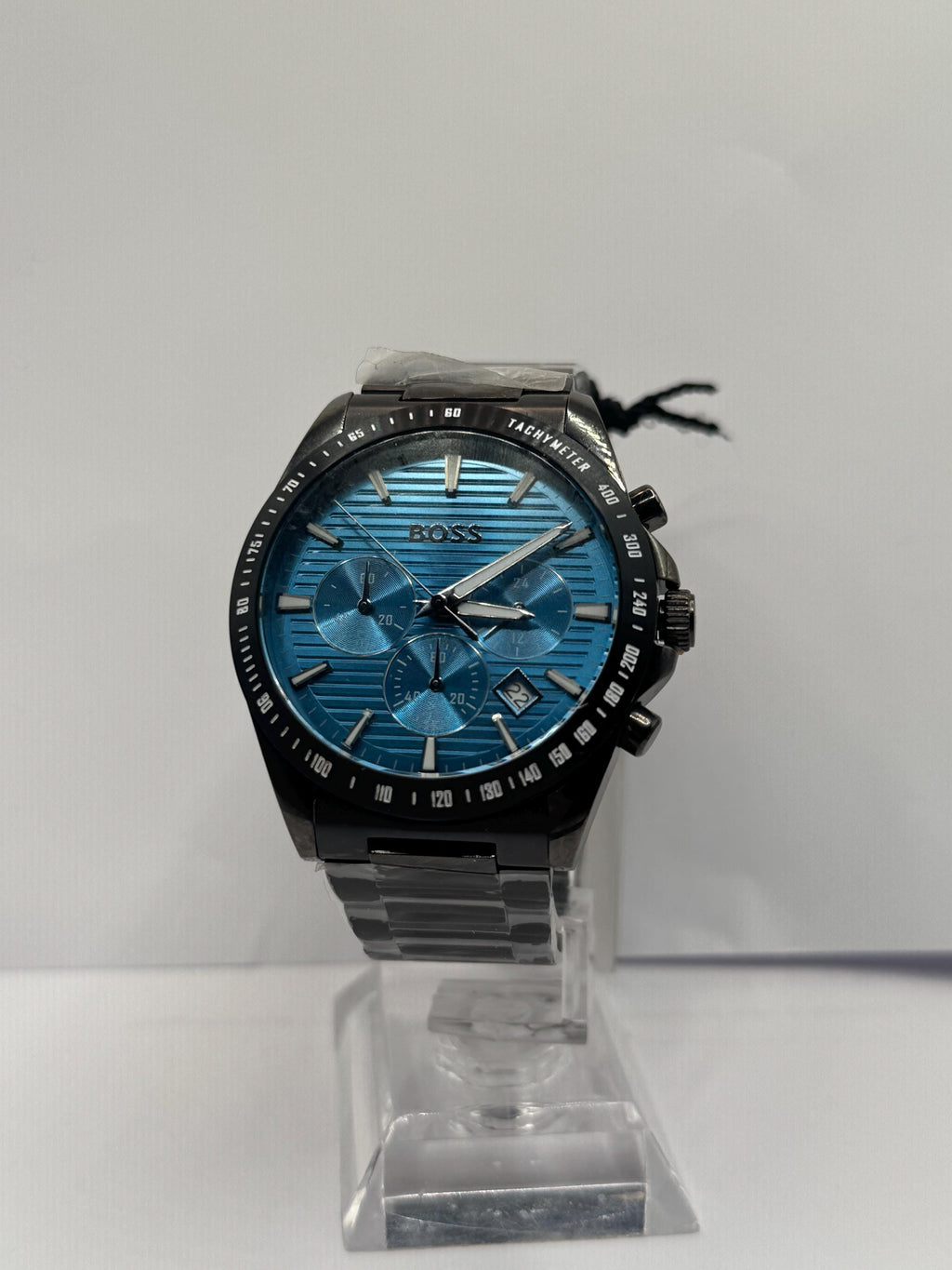 Blue dial chronograph side profile