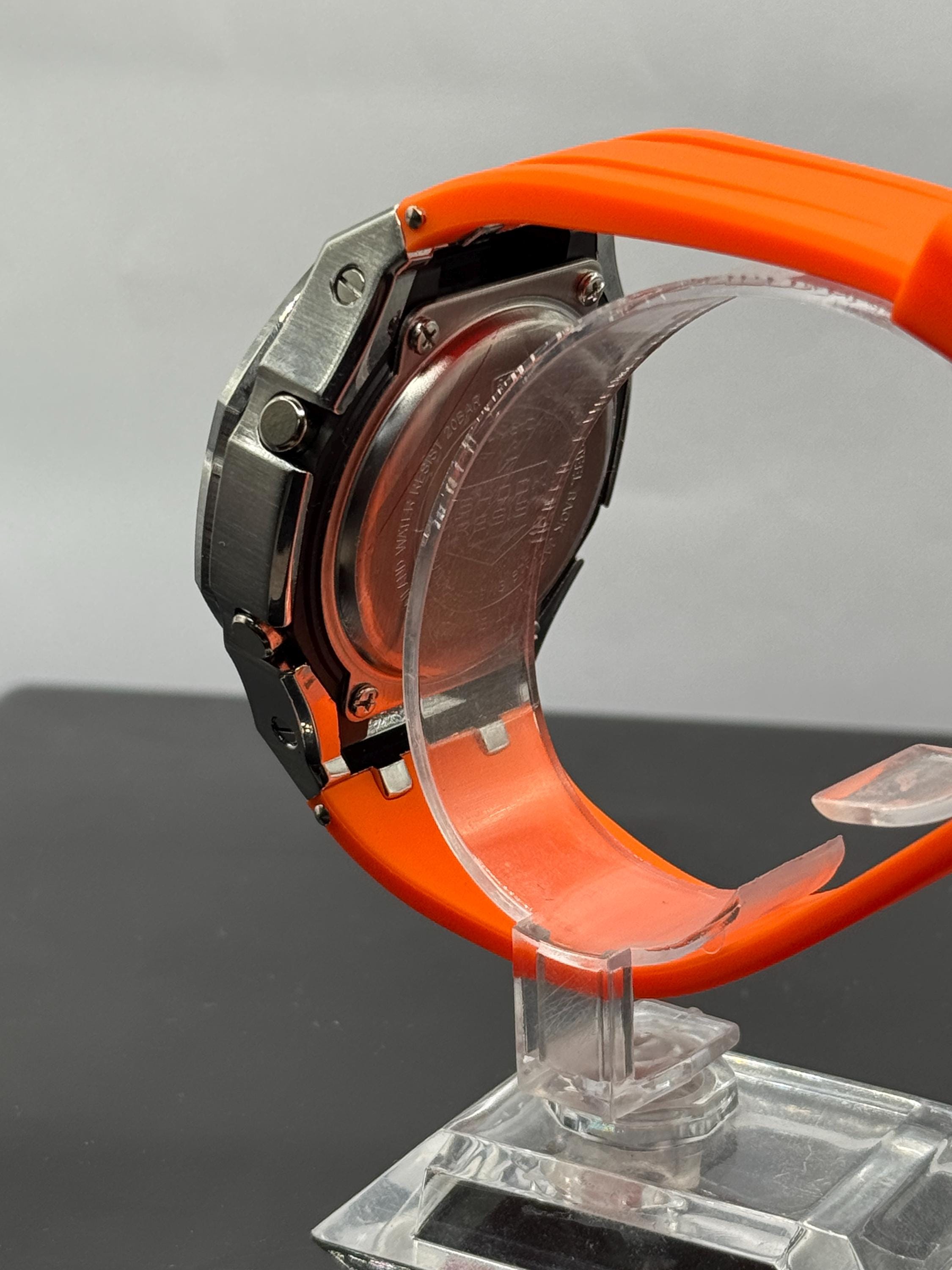 Orange dial CasiOak caseback
