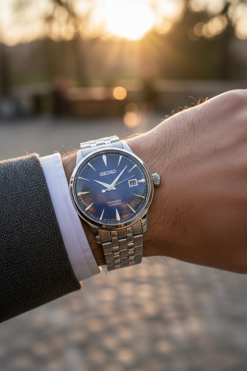 Seiko Presage Blue Moon - Lifestyle Wrist Shot