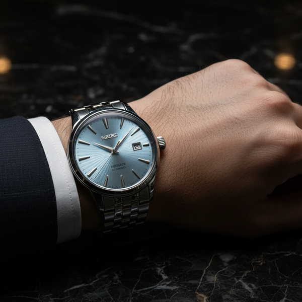 Gentleman's Seiko Presage 'Skydiving' | Ice Blue Sunburst Dial (SSK037J1)
